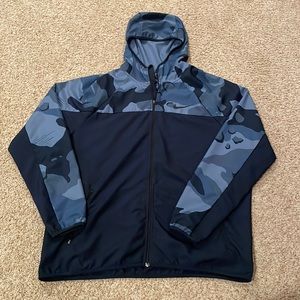 Nike Dri-Fit Full Zip Hoodie Navy Blue Camo